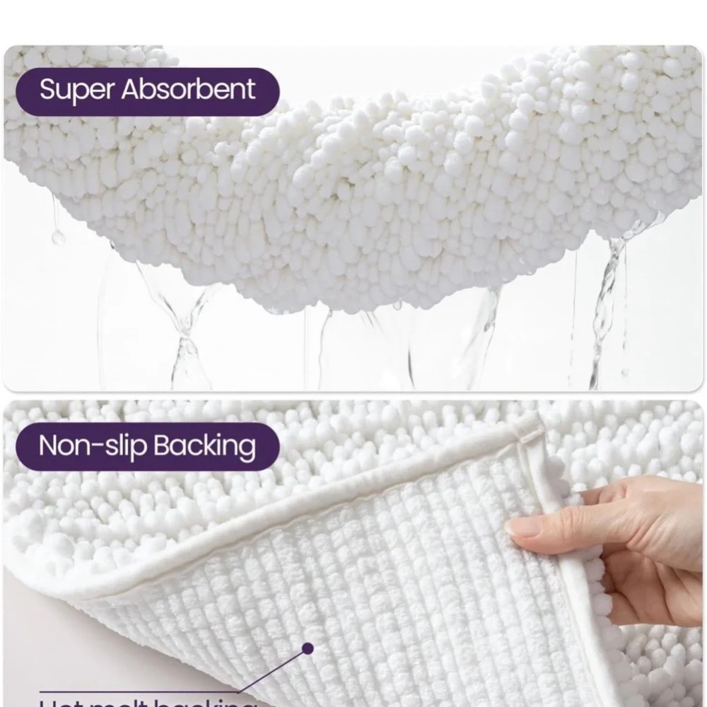 Luxurious White Textured Bath Mat